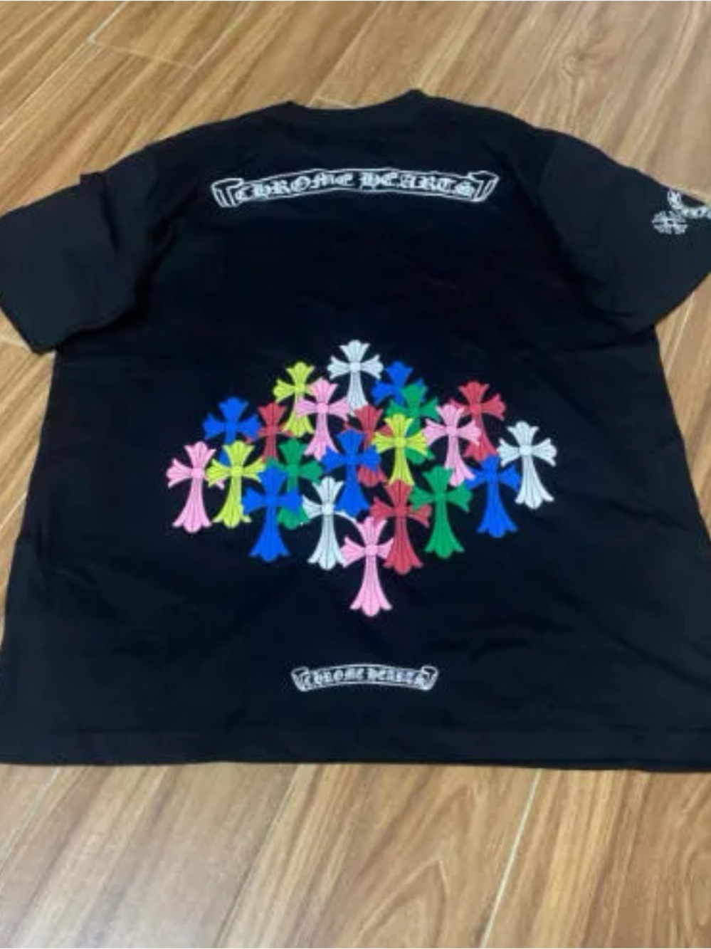 Chrome Hearts Multi Color Cross Graphic T-Shirt – Black Cotton Short Sleeve Tee
